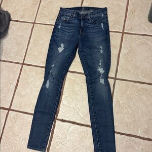 Distressed Blue Skinny Jeans